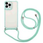 For iPhone 13 Pro Macaron Color Phone Case with Lanyard (Green)