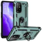 For OPPO Reno5 Z Shockproof TPU + PC Phone Protective Case with 360 Degree Rotating Holder(Deep Green)