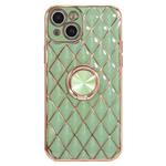Electroplating Lambskin Ring Holder Phone Case For iPhone 13 mini(Green)