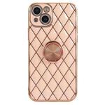 Electroplating Lambskin Ring Holder Phone Case For iPhone 13 mini(Pink)