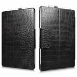 For Microsoft Surface Pro 4 / 5 / 6 / 7 ICARER Crocodile Texture Full Coverage Horizontal Flip Tablet Protective Leather Case(Black)
