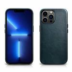 For iPhone 13 Pro ICARER Oil Wax Texture MagSafe Magnetic Three-coverage Cowhide Phone Case (Blue)