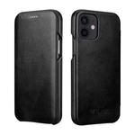 For iPhone 11 ICARER First Layer Cowhide Horizontal Flip Phone Case (Black)