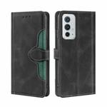 For OnePlus 9RT 5G Skin Feel Straw Hat Magnetic Buckle Horizontal Flip Leather Phone Case with Holder & Card Slots & Wallet(Black)