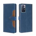 For Xiaomi Redmi Note 11 Skin Feel Straw Hat Magnetic Buckle Horizontal Flip Leather Phone Case with Holder & Card Slots & Wallet(Blue)