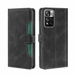 For Xiaomi Redmi Note 11 Pro Skin Feel Straw Hat Magnetic Buckle Horizontal Flip Leather Phone Case with Holder & Card Slots & Wallet(Black)