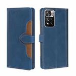 For Xiaomi Redmi Note 11 Pro Skin Feel Straw Hat Magnetic Buckle Horizontal Flip Leather Phone Case with Holder & Card Slots & Wallet(Blue)