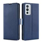 For OnePlus 9RT 5G Ultra-thin Voltage Side Buckle Horizontal Flip Leather Phone Case with Holder & Card Slot(Blue)