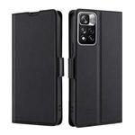 For Xiaomi Redmi Note 11 Pro China Ultra-thin Voltage Side Buckle Horizontal Flip Leather Phone Case with Holder & Card Slot(Black)