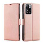 For Xiaomi Redmi Note 11 Pro China Ultra-thin Voltage Side Buckle Horizontal Flip Leather Phone Case with Holder & Card Slot(Rose Gold)