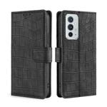 For OnePlus 9RT 5G Skin Feel Crocodile Texture Magnetic Clasp Horizontal Flip Leather Phone Case with Holder & Card Slots & Wallet(Black)