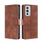 For OnePlus 9RT 5G Skin Feel Crocodile Texture Magnetic Clasp Horizontal Flip Leather Phone Case with Holder & Card Slots & Wallet(Brown)