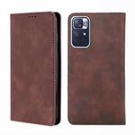 For Xiaomi Redmi Note 11 Skin Feel Magnetic Horizontal Flip Leather Phone Case with Holder & Card Slots(Dark Brown)