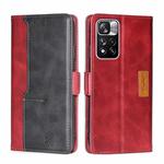 For Xiaomi Redmi Note 11 Pro Retro Texture Contrast Color Side Buckle Horizontal Flip Leather Phone Case with Holder & Card Slots & Wallet(Red+Black)