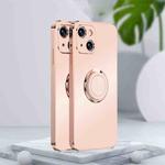 For iPhone 13 Electroplated Frosted TPU Ring Holder Phone Case(Light Pink)