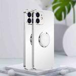 For iPhone 12 mini Electroplated Frosted TPU Ring Holder Phone Case (White)