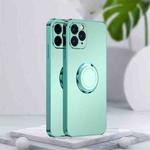 For iPhone 12 Pro Max Electroplated Frosted TPU Ring Holder Phone Case(Light Green)