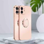 For iPhone 11 Electroplated Frosted TPU Ring Holder Phone Case (Light Pink)