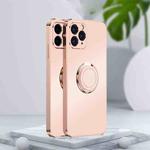 For iPhone 11 Pro Electroplated Frosted TPU Ring Holder Phone Case (Light Pink)