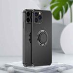 For iPhone 11 Pro Electroplated Frosted TPU Ring Holder Phone Case (Black)