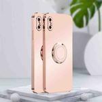 For iPhone X / XS Electroplated Frosted TPU Ring Holder Phone Case(Light Pink)