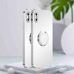 For iPhone X / XS Electroplated Frosted TPU Ring Holder Phone Case(White)