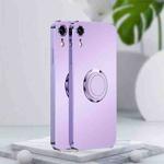 For iPhone XR Electroplated Frosted TPU Ring Holder Phone Case(Lavender Purple)