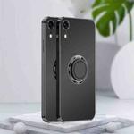 For iPhone XR Electroplated Frosted TPU Ring Holder Phone Case(Black)