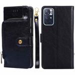For Xiaomi Redmi Note 11 Zipper Bag Horizontal Flip Leather Phone Case with Holder & Card Slots & Lanyard(Black)