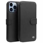 For iPhone 13 Pro Max QIALINO Magnetic Buckle Phone Leather Case with Card Slot (Black)