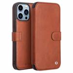 For iPhone 13 Pro Max QIALINO Magnetic Buckle Phone Leather Case with Card Slot (Brown)