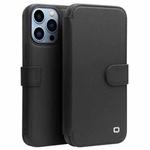 For iPhone 13 Pro QIALINO Magnetic Buckle Phone Leather Case with Card Slot (Black)