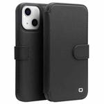 For iPhone 13 QIALINO Magnetic Buckle Phone Leather Case with Card Slot(Black)
