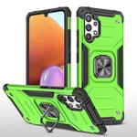 For Samsung Galaxy A32 4G Magnetic Armor Shockproof TPU + PC Phone Case with Metal Ring Holder(Green)