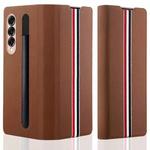 For Samsung Galaxy Z Fold3 5G Litchi Texture Ultra-thin Folding Phone Case with Pen Cover(Brown)