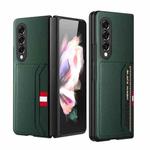For Samsung Galaxy Z Fold3 5G Litchi Texture Soft Micorofiber Folding Phone Case with Dual Card Slots(Green)