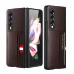 For Samsung Galaxy Z Fold3 5G Litchi Texture Soft Micorofiber Folding Phone Case with Dual Card Slots(Brown)