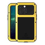 For iPhone 13 Pro LOVE MEI Metal Shockproof Life Waterproof Dustproof Protective Phone Case (Yellow)