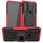 For Motorola Moto G Pure Tire Texture Shockproof TPU+PC Phone Case with Holder(Red)