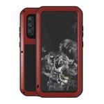 For Samsung Galaxy S21 FE LOVE MEI Metal Shockproof Waterproof Dustproof Protective Phone Case with Glass(Red)