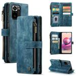 For Xiaomi Redmi Note 10 4G / Redmi Note 10S CaseMe-C30 Multifunctional Horizontal Flip PU + TPU Phone Case(Blue)