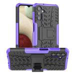 For Samsung Galaxy A13 5G Tire Texture Shockproof TPU+PC Phone Case with Holder(Purple)