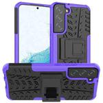 For Samsung Galaxy S22+ 5G Tire Texture Shockproof TPU+PC Phone Case with Holder(Purple)