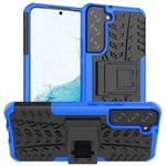 For Samsung Galaxy S22+ 5G Tire Texture Shockproof TPU+PC Phone Case with Holder(Blue)