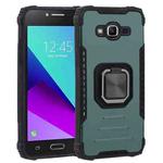 For Samsung Galaxy J2 Prime G532 Fine Hole Version Fierce Warrior Series Armor All-inclusive Shockproof Aluminum Alloy + TPU Phone Case with Ring Holder(Green)