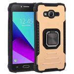 For Samsung Galaxy J2 Prime G532 Fine Hole Version Fierce Warrior Series Armor All-inclusive Shockproof Aluminum Alloy + TPU Phone Case with Ring Holder(Gold)