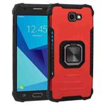 For Samsung Galaxy J7 Prime Fine Hole Version Fierce Warrior Series Armor All-inclusive Shockproof Aluminum Alloy + TPU Phone Case with Ring Holder(Red)