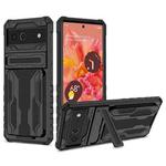 For Google Pixel 6 Armor Card PC + TPU Shockproof Phone Case with Card Slot & Invisible Holder(Black)