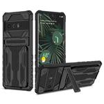 For Google Pixel 6 Pro Armor Card PC + TPU Shockproof Phone Case with Card Slot & Invisible Holder(Black)