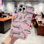 For iPhone 13 Pro Natural Scenery Pattern TPU Phone Case (Pink Snake)